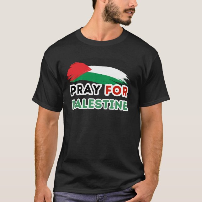 Camiseta PRAY FOR PALESTINE - t-shirt negra para o homem (Frente)