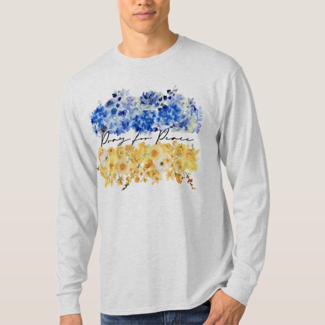 Camiseta Pray for Peace & Peace in Ukraine & Watercolours. (Frente)