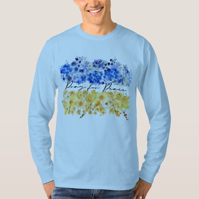 Camiseta Pray for Peace & Peace in Ukraine & Watercolours. (Frente)