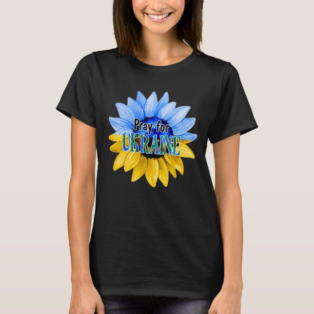 Camiseta Pray For Ukraine Blue And Yellow Sunflower (Frente)
