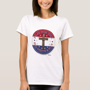Camiseta Pray para o vermelho, branco & o azul com cruz