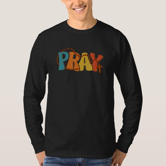 Camiseta Pray Rosary Prayer Warrior Christian Faith Religio (Frente)
