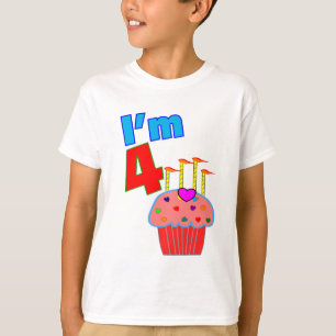 Camiseta Pre aniversário da escola "eu sou 4" cupcake