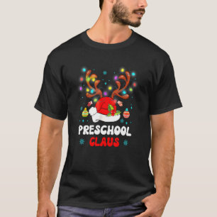 Camiseta Pré-escola Claus Santa Hat Reindeer natal Light
