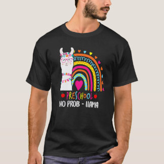 Camiseta Pré-escola Sem Problema Llama Professor Arco-íris