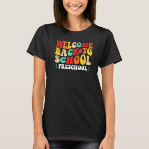 Camiseta Pré-escolar Groovy Bem-vindo de Volta à Escola Ret