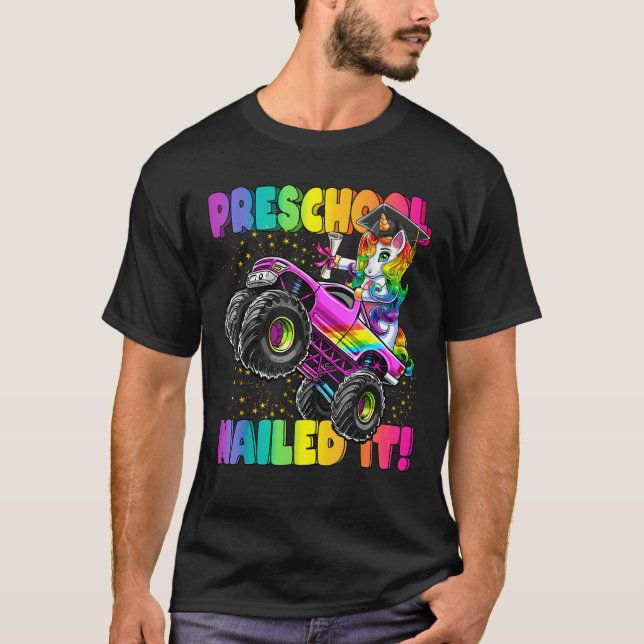 Camiseta Pré-Escolas Prenderam-lhe o Unicorn Monster Truck  (Frente)