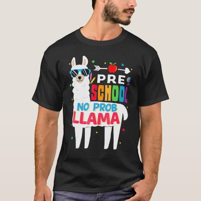 Camiseta Pré-Escolas Sem Professor Prob Llama Estudante De  (Frente)
