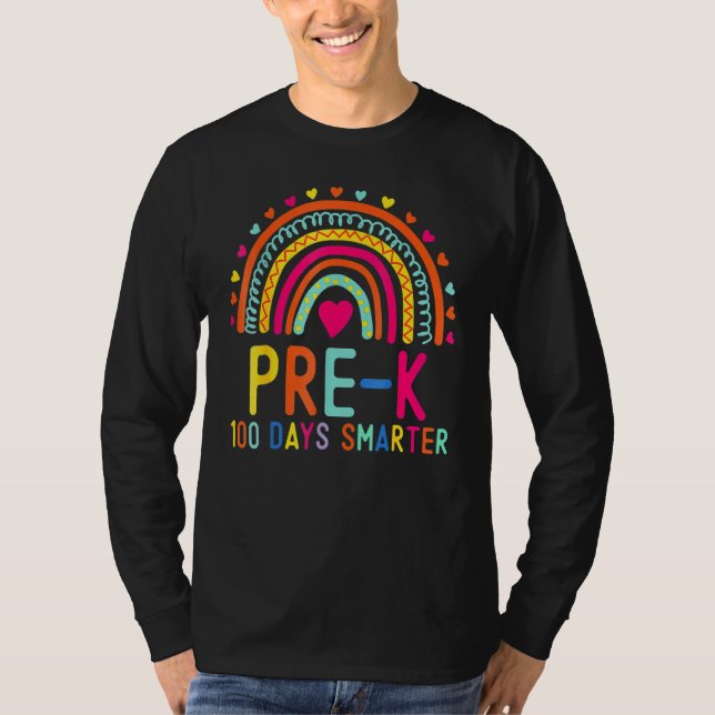 Camiseta Pre K 100 Days Smarter Rainbow Teacher 100th Day O (Frente)