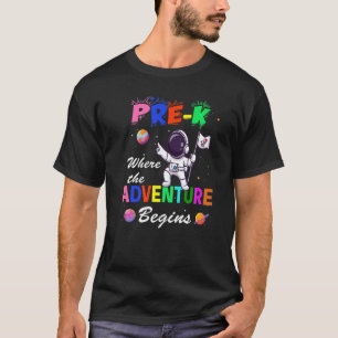 Camiseta Pré-K Adventure Começa Professores da Pré-escola n