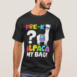 Camiseta Pré K Alpaca Minha Bolsa Llama Primeiro Dia De Aul