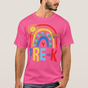 Camiseta Pré-K Arco-Íris com Borboleta e Sol Cujo Lado Volt