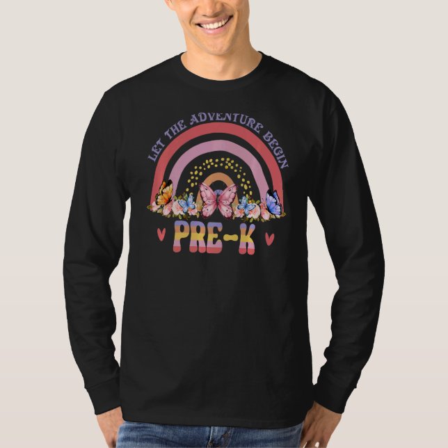 Camiseta Pré-K Arco-Íris Que A Aventura Comece De Volta Par (Frente)