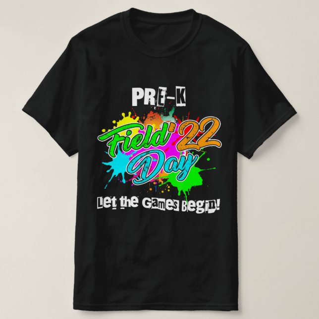 Camiseta Pré-K Campo Dia 2022 Deixe os Jogos Começarem para (Frente do Design)