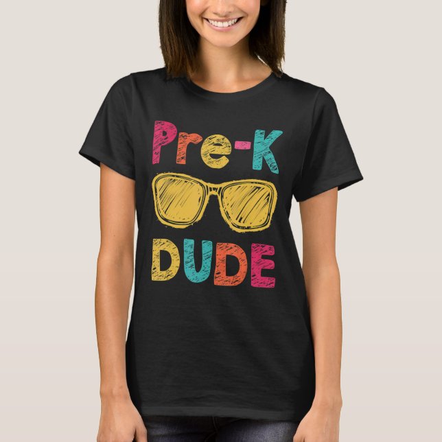 Camiseta Pré-K Cara De Volta À Escola Primeiro Dia Da Pré-E (Frente)