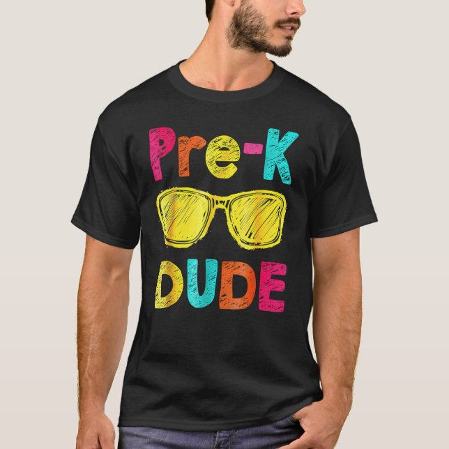 Camiseta Pré-K Cara De Volta À Escola Primeiro Dia Da Pré-E (Frente)