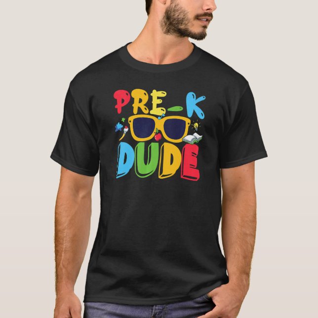 Camiseta Pré-K Cara De Volta À Escola Primeiro Dia Da Pré-E (Frente)