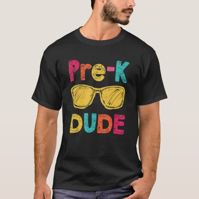 Camiseta Pré-K Cara De Volta À Escola Primeiro Dia Da Pré-E (Frente)