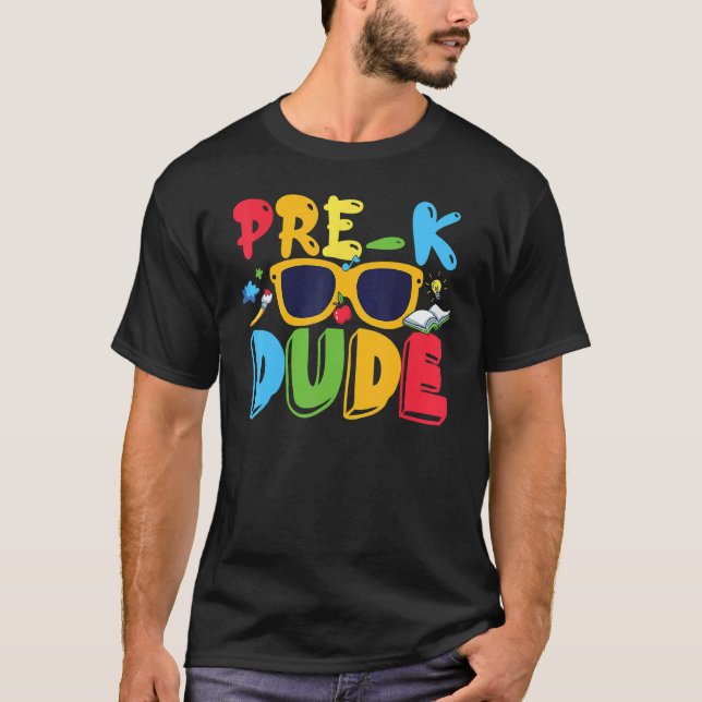 Camiseta Pré-K Cara De Volta À Escola Primeiro Dia Da Pré-E (Frente)