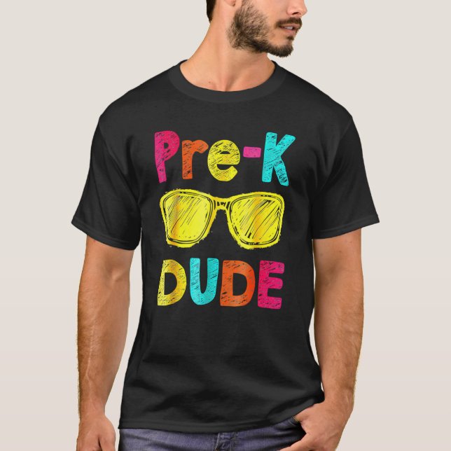 Camiseta Pré-K Cara De Volta À Escola Primeiro Dia De Pré-E (Frente)