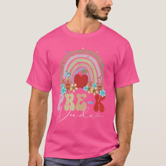 Camiseta Pré-K Cara De Volta Para Escola Arco-Íris Retro Gr