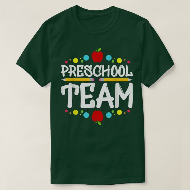 Camiseta Pré-K da Equipe de Pré-Escolas  (Frente do Design)