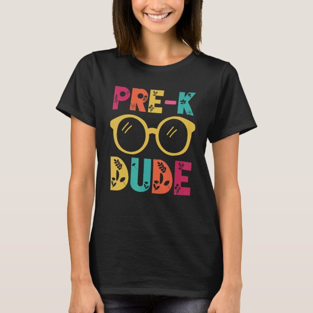 Camiseta Pré-k Dude Óculos De Volta Para Estudante De Profe (Frente)