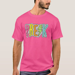 Camiseta Pré K Engraçado Professor Feliz Primeiro Dia De Vo