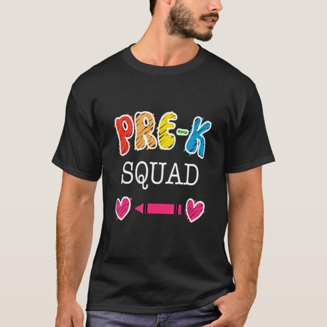 Camiseta Pré-K Esquadrão De Volta À Escola (Frente)