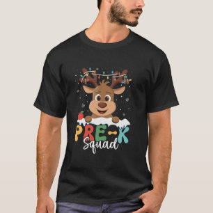 Camiseta Pré-K Esquadrão Reindeer Luzes de Natal do Profess
