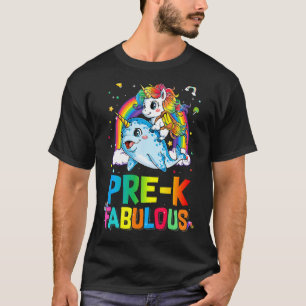 Camiseta Pré K Fabuloso Unicórnio Andando Narwhal De Volta 