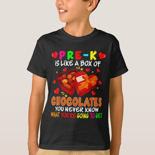 Camiseta Pre-k Funny Box Of Chocolates Valentine's Day Teac (Frente)