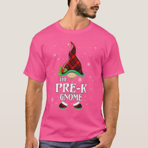 Camiseta Pré-k Gnomo Xadrez Vermelha Correspondente Natal P