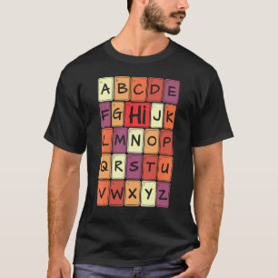 Camiseta Pré K Jardim de Infância Olá Alfabeto De Volta à E