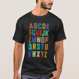 Camiseta Pré K Jardim de Infância Olá Alfabeto De Volta à E