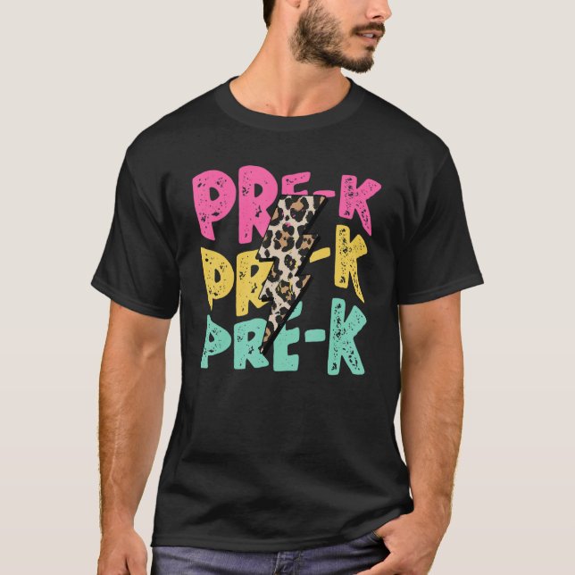Camiseta Pré K Leopard Lightning Crianças De Professores De (Frente)