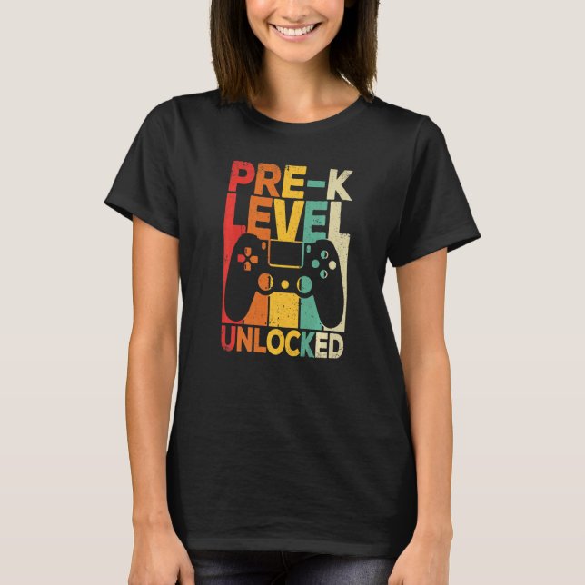 Camiseta Pre K Level Unlocked First Day Back To School (Frente)