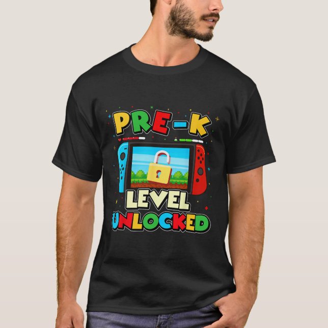 Camiseta Pre-k Level Unlocked Video Gamer Boys Kids Ck To S (Frente)