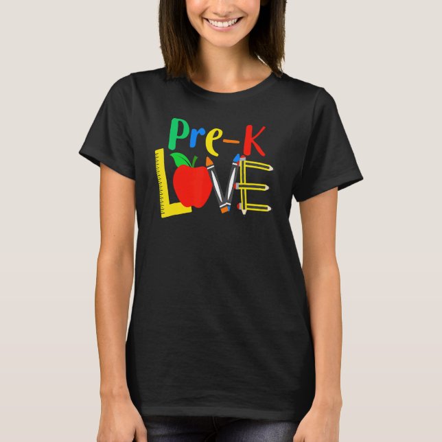 Camiseta Pré K Love Professor Student Classroom (Frente)
