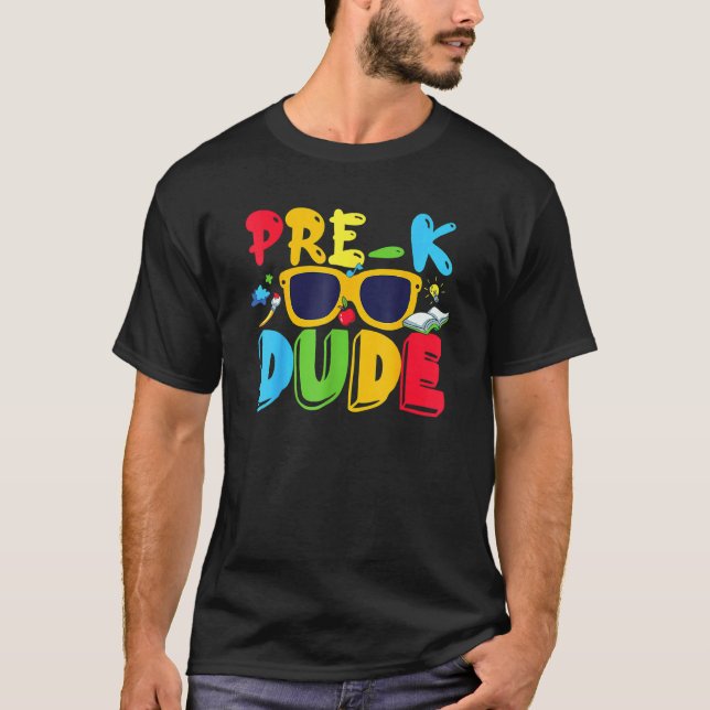Camiseta Pré-K Meu Primeiro Dia De Pré-Escolas De Volta À E (Frente)