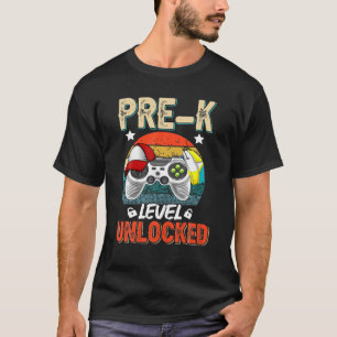 Camiseta Pré-K Nível Desbloqueado Video Gamer Boys Voltar P