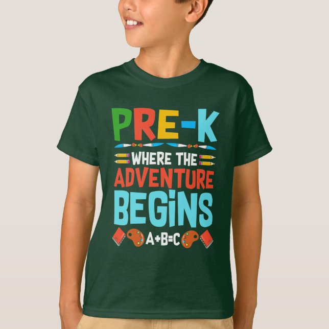 CAMISETA PRÉ-K ONDE A AVENTURA COMEÇA A+B=C (Frente)