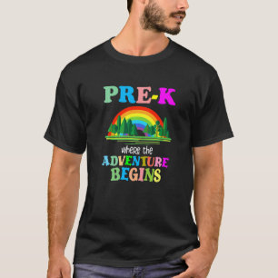 Camiseta Pré K Onde A Aventura Começa A Pré-Escola S 1