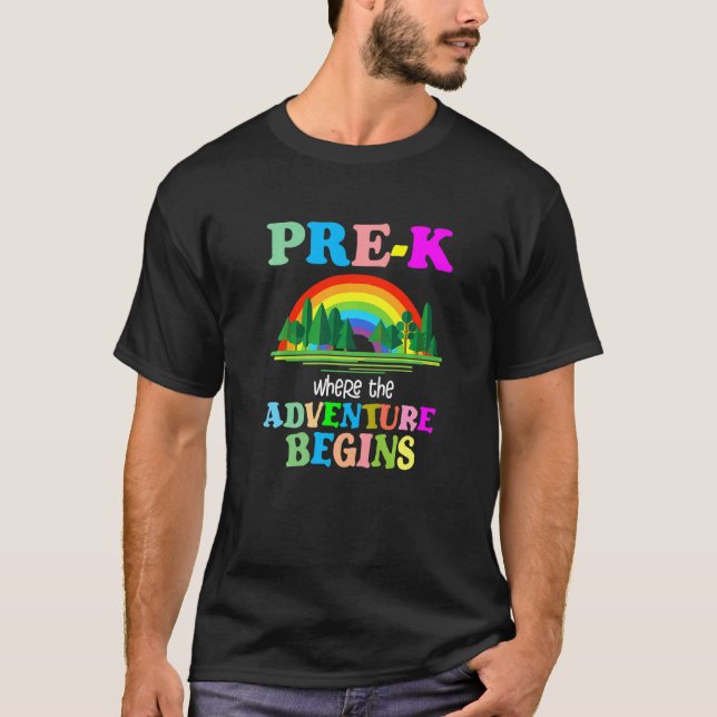 Camiseta Pré K Onde A Aventura Começa A Pré-Escola S 1 (Frente)