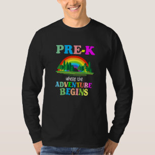 Camiseta Pré K Onde A Aventura Começa A Pré-Escola S 1