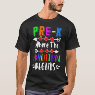 Camiseta Pré K Onde A Aventura Começa Crianças De Professor