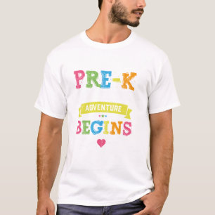 Camiseta Pré-K Onde A Aventura Começa Dando De Volta Para S