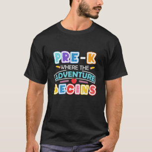 Camiseta Pré-K Onde A Aventura Começa De Volta À Escola
