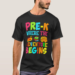 Camiseta Pré K Onde A Aventura Começa De Volta À Escola Bo