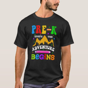 Camiseta Pré K Onde A Aventura Começa De Volta À Escola T
